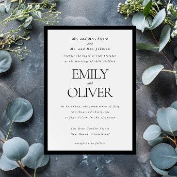 black elegant classic frame wedding parents host invitation