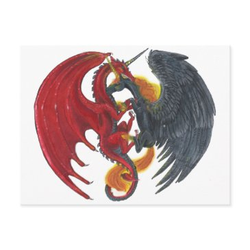 black fire unicorn and red dragon postinvitations