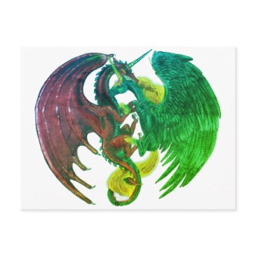 black fire unicorn and red dragon postinvitations