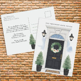 Small Black Front Door New Address Moving Postinvitations Front View
