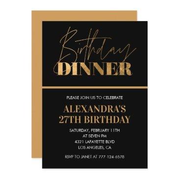 black gold 27th birthday invitation dinner chic