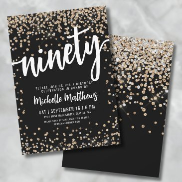 black gold 90th birthday invitation