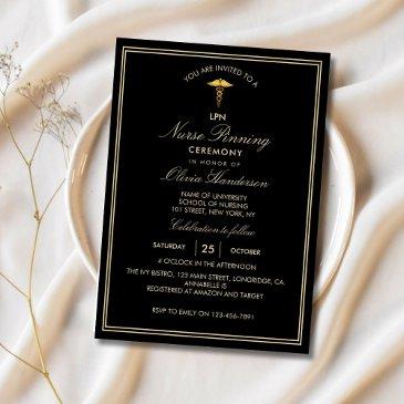 black gold elegant nurse pinning ceremony invitation
