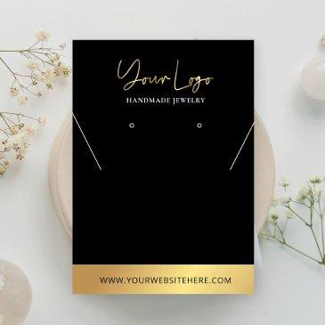 black & gold logo modern necklaces jewelry display business invitations
