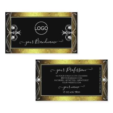 black gold mosaic ornate sparkle diamonds add logo business invitations