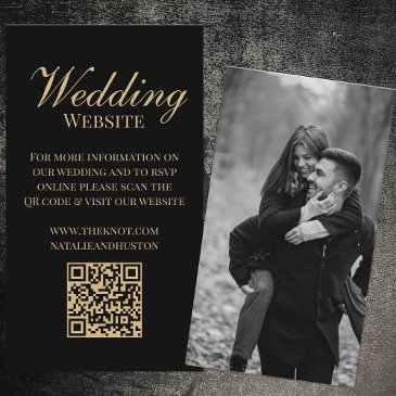 black gold victorian rsvp qr code wedding website enclosure invitations