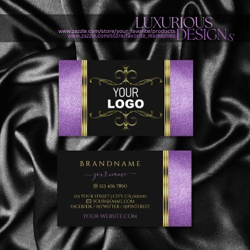 black gold with purple glitter ornamental add logo business invitations