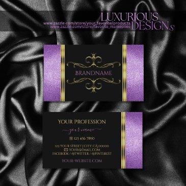 black gold with purple glitter ornamental ornate business invitations