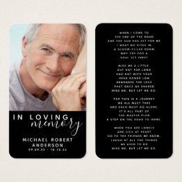 Small Black In Loving Memory Photo Poem Memorial Invitations Front View