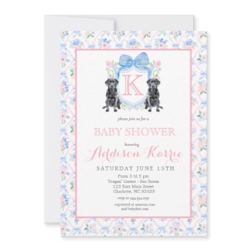 black lab dog baby shower invitation