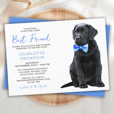 black labrador retriever baby shower cute simple invitation