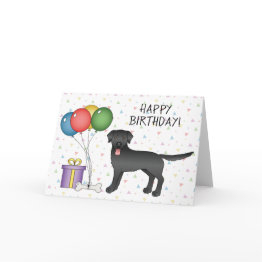 Small Black Labrador Retriever Cute Dog Happy Birthday Invitations Front View