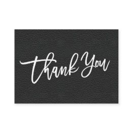 Small Black Leather Hand Written Thank You Customer Enclosure Invitations Front View
