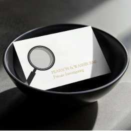 Small Black Magnifying Glass Private Investigator Business Invitations Front View