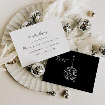 black minimal disco ball wedding | meal choice rsvp invitations