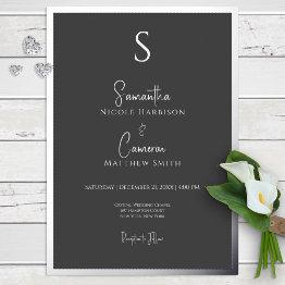 Small Black Modern Elegant Minimal Foil Invitation Front View