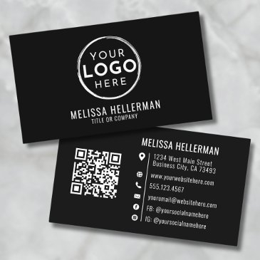 black modern minimalist professional logo qr code business invitations