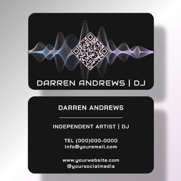 black | music qr code soundwave business invitations