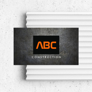 black/orange monogram grunge metal construction ii business invitations