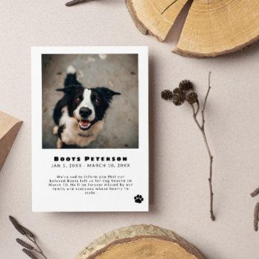 black pawprint pet loss photo announcement