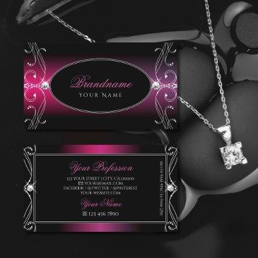 black pink purple ornate sparkle diamonds stylish business invitations