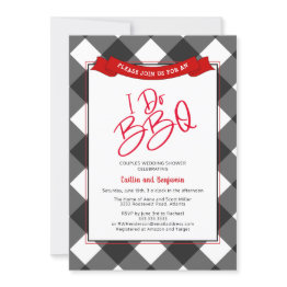 Small Black Red Couples I Do Bbq Bridal Shower Invitation Front View