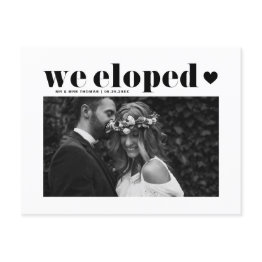 Small Black Retro Bold Typography Wedding Elopement Postinvitations Front View