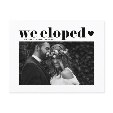 black retro bold typography wedding elopement postinvitations