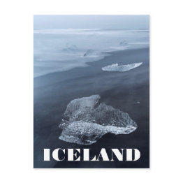 Small Black Sand Beach And Ice, Iceland Postinvitations Front View