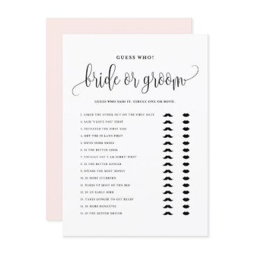 black script he said she said bride or groom game enclosure invitations