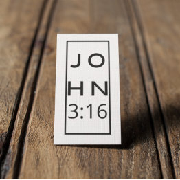 Small Black Script John 3:16 Gospel Tract Business Invitations Front View
