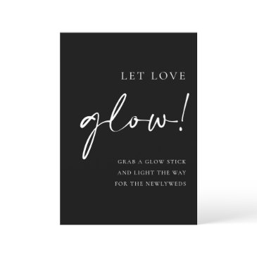black script let love glow wedding sign menu
