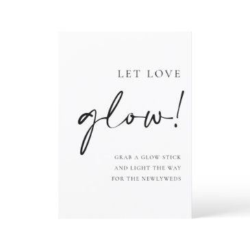 black script let love glow wedding sign menu