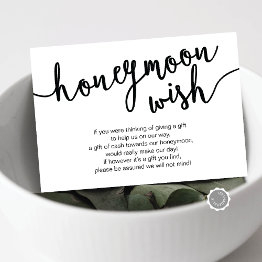 Small Black Script, Wedding Honeymoon Wish Fund Enclosure Invitations Front View