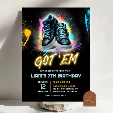 black sneaker bash shoe got em birthday invitation