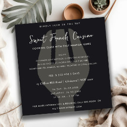 Small Black Spoon Fork Cooking Class Invite Template Front View
