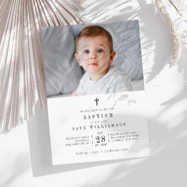 black text photo baptism invitation