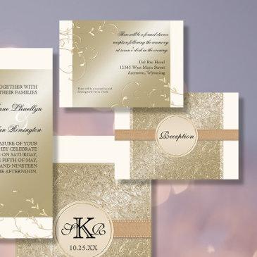 black tie elegance, champagne wedding details invitation