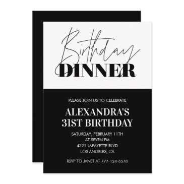 black white 31st birthday invitations dinner