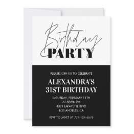 Small Black White 31st Birthday Invitations Party Front View