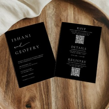 black & white all in one size 6.5"x8.75" wedding invitation