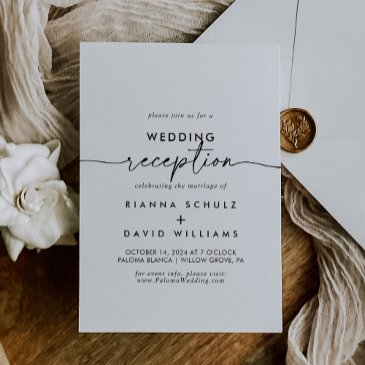 black white classic wedding reception invitation