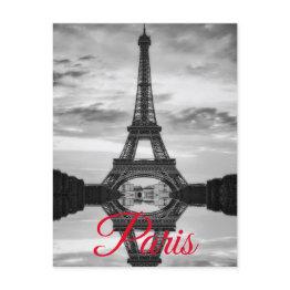 Small Black White Eiffel Tower Paris European Travel Invitation Postinvitations Front View