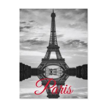 black white eiffel tower paris european travel invitation postinvitations