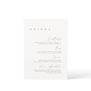 black & white elegant minimal wedding drink menu