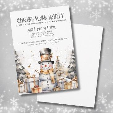 black white festive winter christmas party invitation