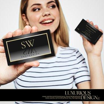 black white gradient champagne frame and monogram business invitations