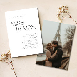 Small Black & White Miss To Mrs. Bridal Shower Photo Invitation Front View
