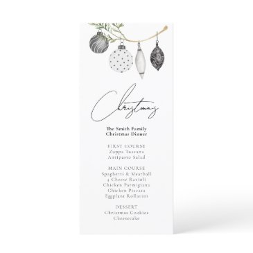 black & white ornament christmas dinner menu