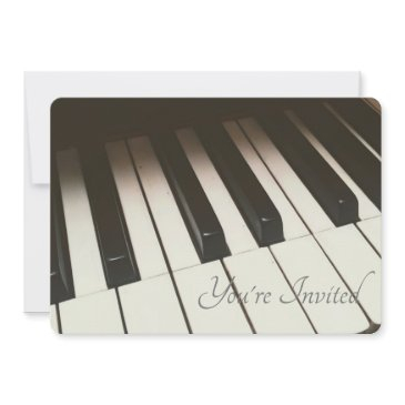 black & white piano keys photograph wedding invitation